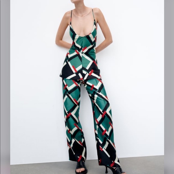 NWT ZARA GEOMETRIC PRINT PANTS - Picture 4 of 8